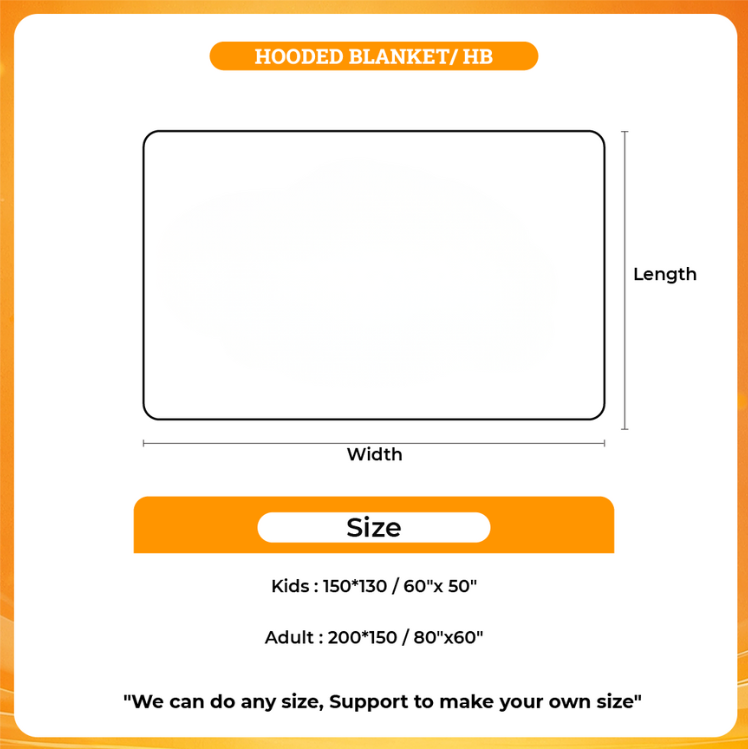 3d hooded blanket size chart - Beartooth Shop